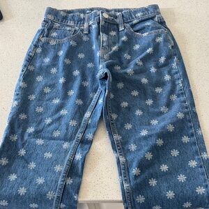 Old Navy High-Rise Slouchy Straight Jeans with Floral Design